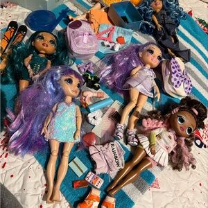 Stylish Doll Collection with Purple and Blue Hair